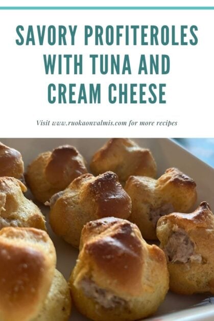 savory profiteroles with tuna and cream cheese